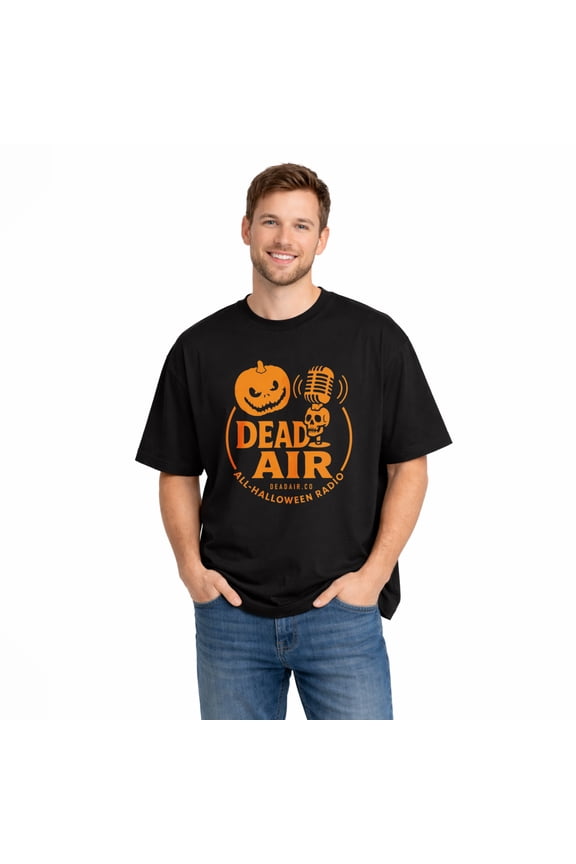 Unisex Retro Radio Skull Mic Graphic Cotton T-Shirt, Halloween Crew Neck Short Sleeve Casual Tee For Halloween Party
