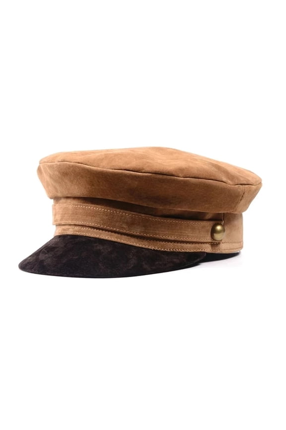 Unisex Retro Real Leather Hat Autumn Sailor Hats For Women Men Flat Top Female Male Travel Cadet Hat Captain Ca ,Soft Touch