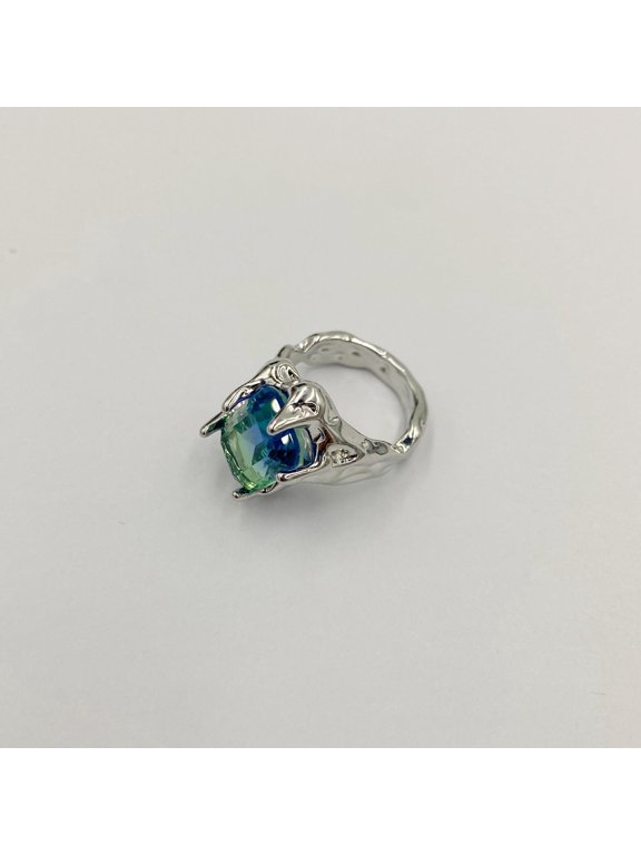 Unisex Retro Rhinestone Ring Metal Copper Plated Zircon Diamonds Irregular Design Pink Purple Blue Green Jewelry