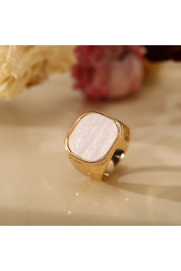 Unisex Retro Simple Square Alloy Rings Inlaid with Acrylic Geometric Design Individually Packed Fashion Ring