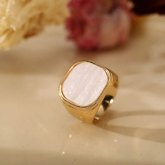 Unisex Retro Simple Square Alloy Rings Inlaid with Acrylic Geometric Design Individually Packed Fashion Ring