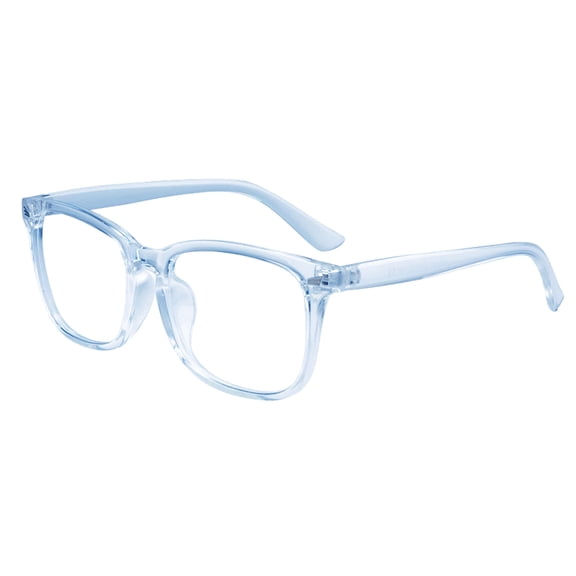 Unisex Retro Square Clear Lens Eyeglasses Lightweight Transparent PC Frame Reinforced Metal Hinges Replaceable Lens Fashion Non-Prescription Optical Glasses(Blue-14.5cm)