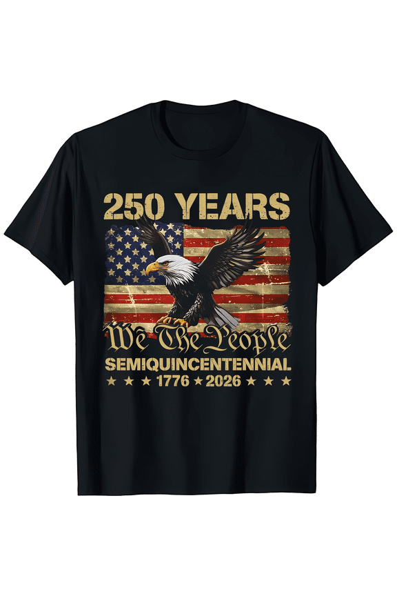 Unisex Retro USA 250th Semiquincentennial Graphic T-Shirt, 1776-2026 250 Years of Freedom Patriotic Casual Short Sleeve Crew Neck Tee For Men Women