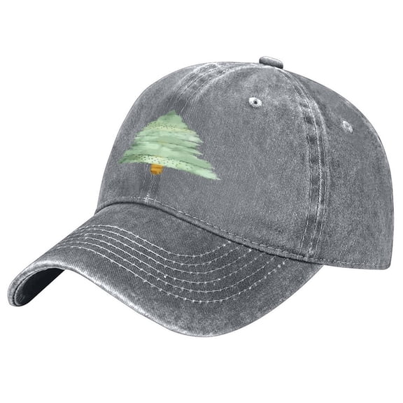 Unisex Retro Washed Christmas Hat,Christmas Tree Print Pattern Baseball Cap,Adjustable Sun Hat,Perfect For Christmas New Year Celebrations