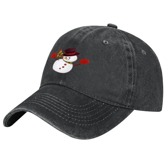 Unisex Retro Washed Christmas Hat,Snowman Christmas Decorations Red Snowman with Hat Scarf Baseball Cap,Adjustable Sun Hat,Perfect For Christmas New Year Celebrations