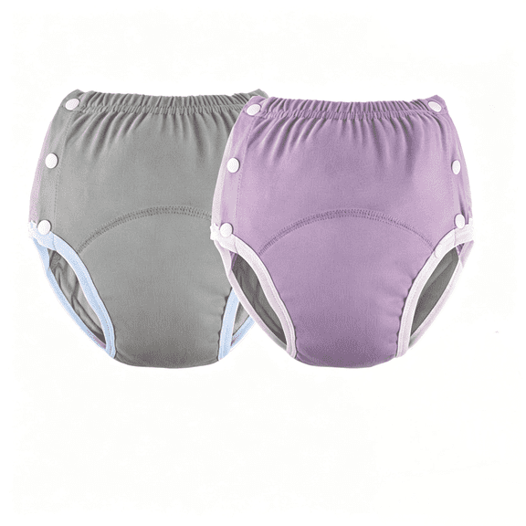 Unisex Reusable Washable Adult Cloth Diaper Adjustable Snap Incontinence Underwear Swim Nappies for Elderly Disabled Postpartum Grey Purple S Size