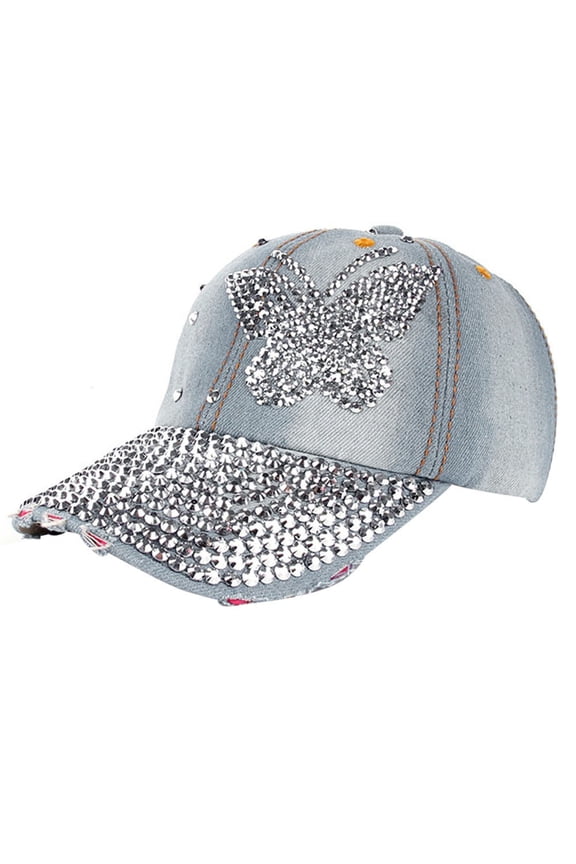 Unisex Ribbed Denim Floral Embroidered Baseball Cap Adjustable Light Street Style Outdoor Sun Head Cap