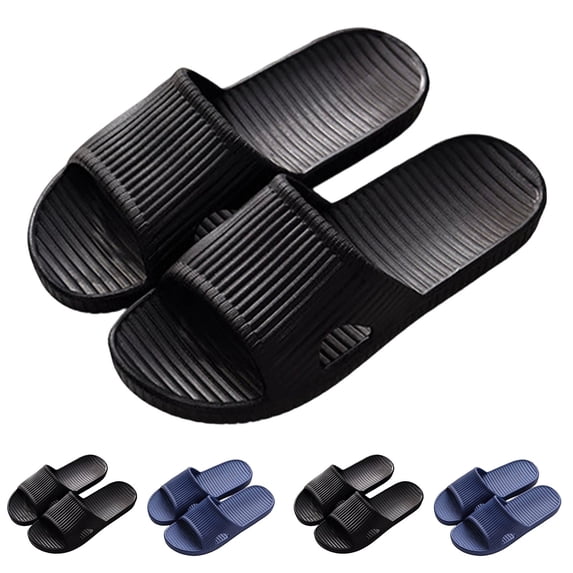 Unisex Ribbed Non Slip Shower Slide Sandals Open Toe Plastic Bathroom Slippers for Women Men Hotel Spa Indoor Outdoor
