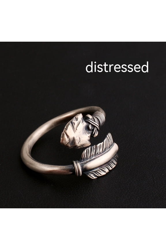 Unisex Adjustable Copper Ring With Bow And Arrow Geometric Design And Electroplated Finish Vintage Retro Ingot Style