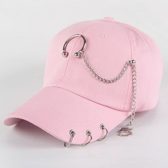 Unisex Ring Chain Baseball Caps Summer Metallic K-Pop Hip Hop Hat Trucker Cap