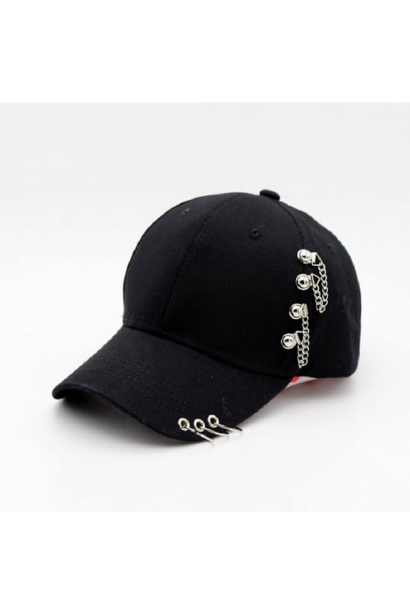 Unisex Ring Chain Baseball Caps Summer Metallic K-Pop Hip Hop Hat Trucker Cap