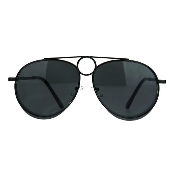 Unisex Ring Jewel Luxury Designer Fashion Pilots Metal Rim Sunglasses All Black