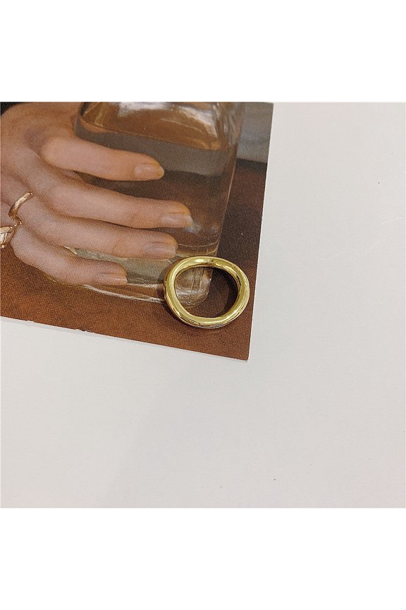 Unisex Ring Wavy Curve Geometric Alloy Metal Glossy Electroplated Fashion Jewelry Elegant Modern Durable Versatile