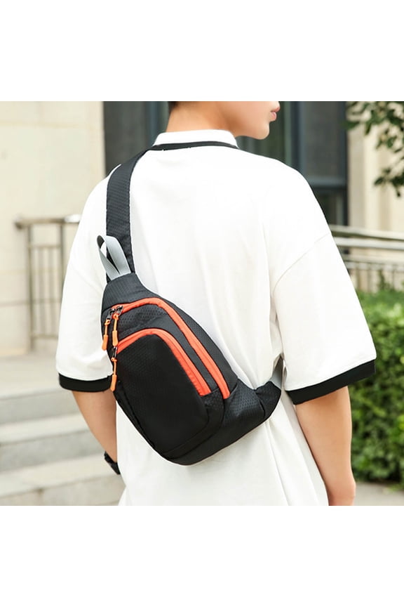 Unisex Ripstop Canvas Waist Pack - 9.5x9.4in Multi-Functional Chest Bag for Travel/Business, Large Capacity Anti-Theft Zipper Pocket w/4 Storage Compartments Black