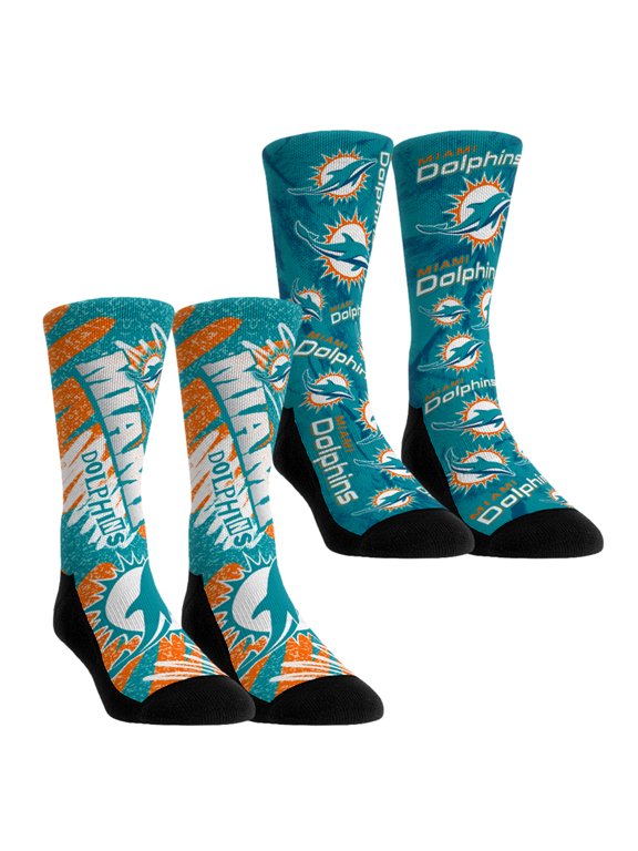 Unisex Rock Em Miami Dolphins Team Blast Two-Pack Crew Socks