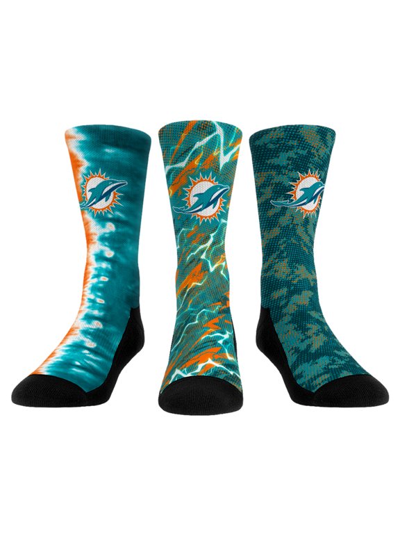 Unisex Rock Em Miami Dolphins Team Tones Three-Pack Crew Socks
