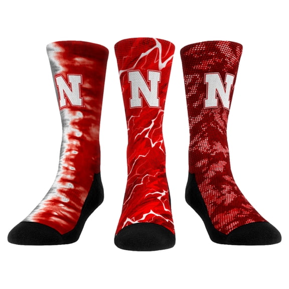 Unisex Rock Em Nebraska Huskers Team Tones Three-Pack Crew Socks