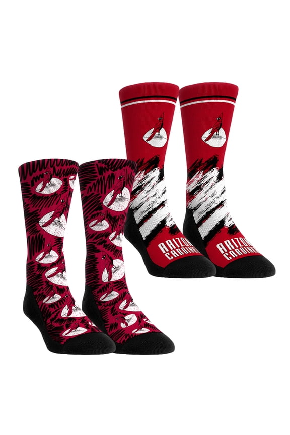 Unisex Rock Em Socks Arizona Cardinals Throwback Two-Pack Crew Socks Set