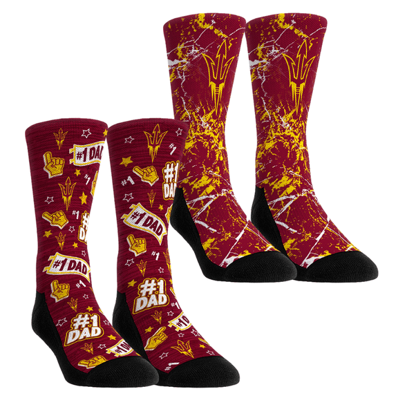 Unisex Rock Em Socks Arizona State Sun Devils Number 1 Dad 2-Pack Crew Socks