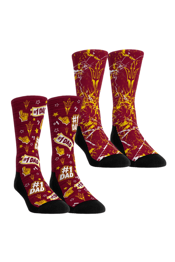 Unisex Rock Em Socks Arizona State Sun Devils Number 1 Dad 2-Pack Crew Socks
