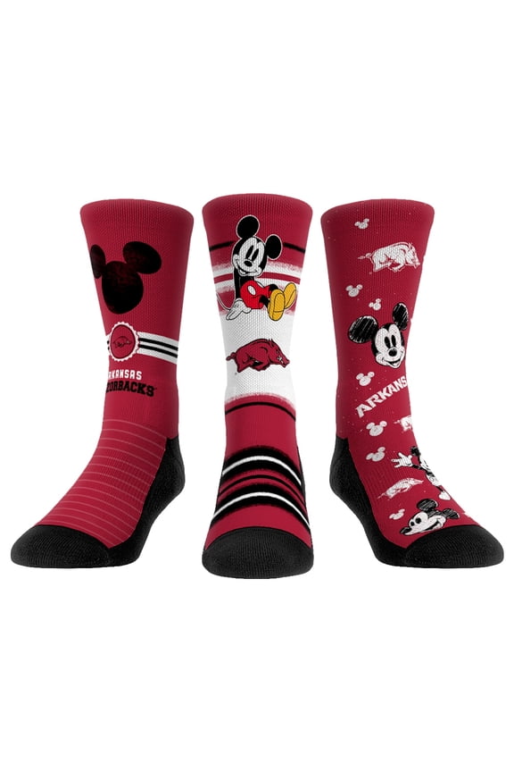 Unisex Rock Em Socks Arkansas Razorbacks Disney Three-Pack Crew Socks