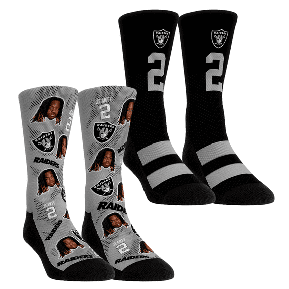 Unisex Rock Em Socks Ashton Jeanty Las Vegas Raiders Player Football Guy Two-Pack Crew Sock Set