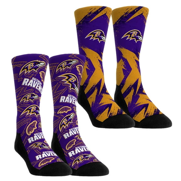 Unisex Rock Em Socks   Baltimore Ravens Gameday Two-Pack Crew Socks Set