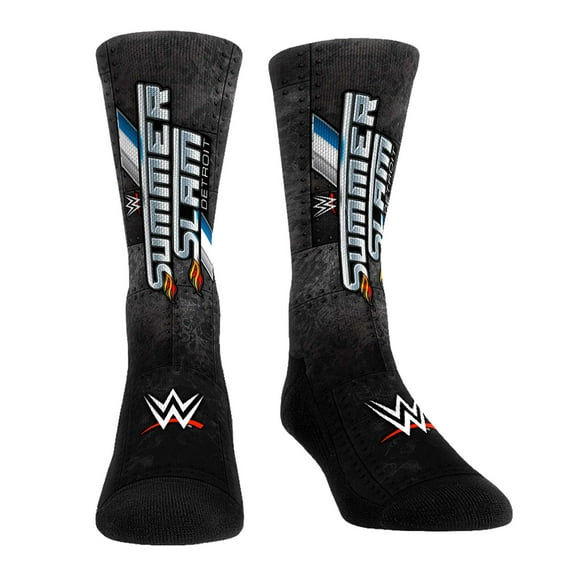 Unisex Rock Em Socks Black SummerSlam 2023 Big Text Crew Socks