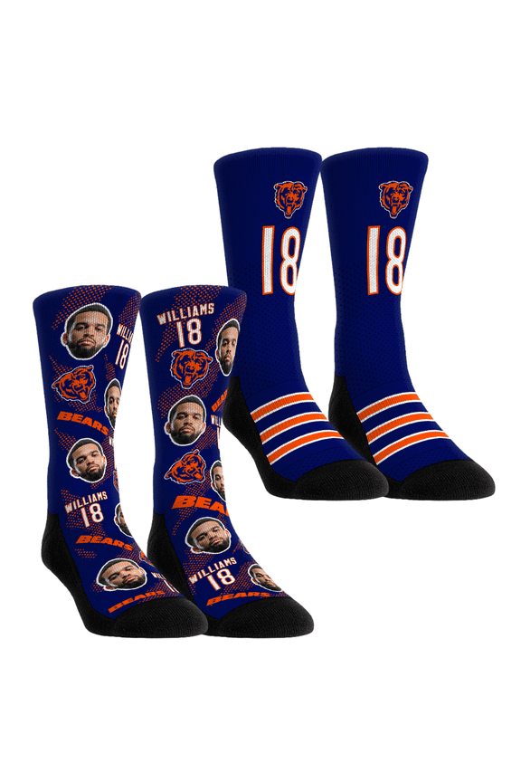 Unisex Rock Em Socks Caleb Williams Chicago Bears Player Football Guy Two-Pack Crew Sock Set
