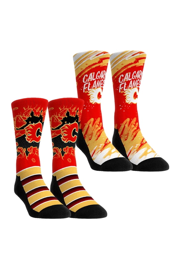 Unisex-Rock Em Socks Calgary Flames Ice Breaker Two-Pack Crew Socks Set