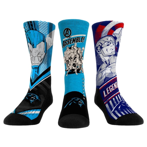 Unisex Rock Em Socks Carolina Panthers 3-Pack Crew Socks