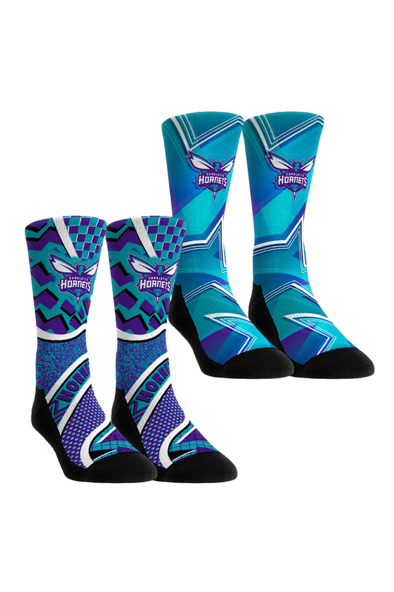 Unisex Rock Em Socks Charlotte Hornets NBA Hoops Two-Pack Crew Socks Set