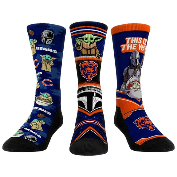 Unisex Rock Em Socks Chicago Bears 3-Pack Mandalorian Crew Socks
