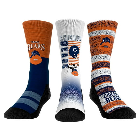 Unisex Rock Em Socks Chicago Bears Throwback Three-Pack Crew Sock Set