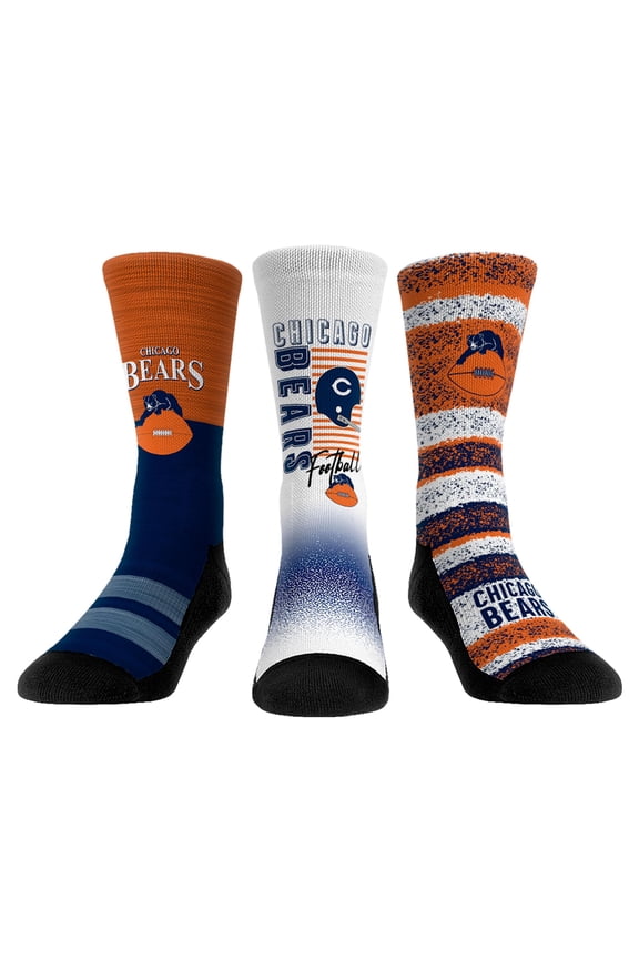 Unisex Rock Em Socks Chicago Bears Throwback Three-Pack Crew Sock Set