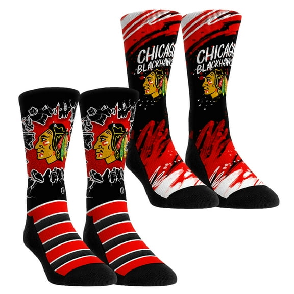 Unisex-Rock Em Socks  Chicago Blackhawks Ice Breaker Two-Pack Crew Socks Set