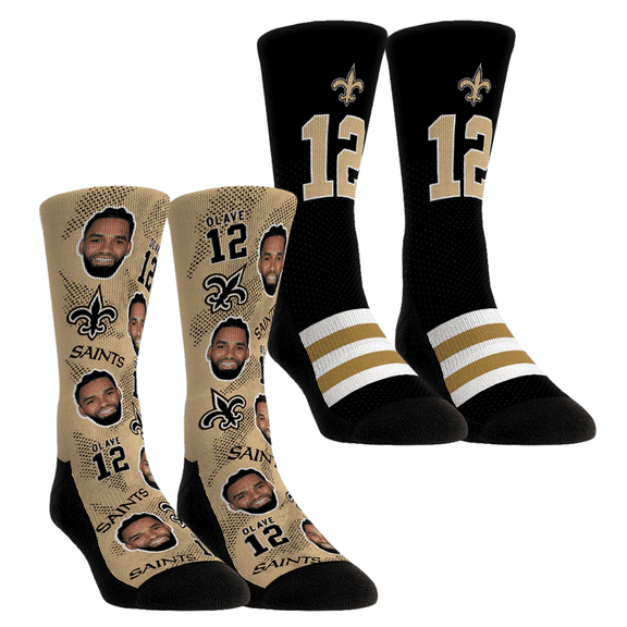 Unisex Rock Em Socks Chris Olave New Orleans Saints Player Football Guy Two-Pack Crew Sock Set