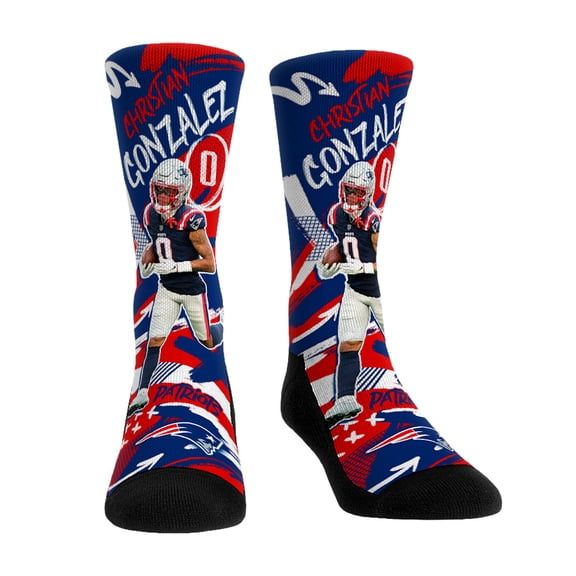 Unisex Rock Em Socks Christian Gonzalez-New England Patriots Playmaker Crew Socks