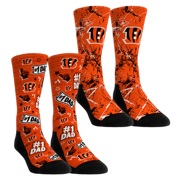 Unisex Rock Em Socks Cincinnati Bengals Number 1 Dad 2-Pack Crew Socks