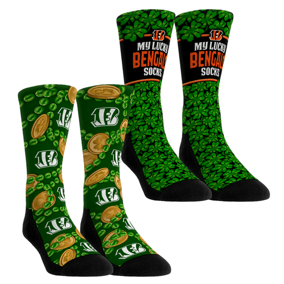 Unisex Rock Em Socks Cincinnati Bengals St. Patrick's Day Two-Pack Crew Socks Set