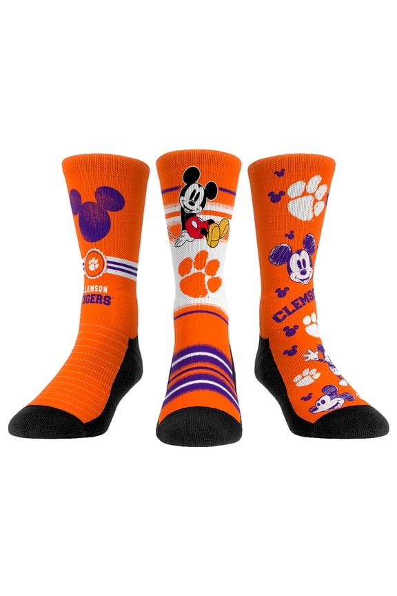 Unisex Rock Em Socks Clemson Tigers Disney Three-Pack Crew Socks