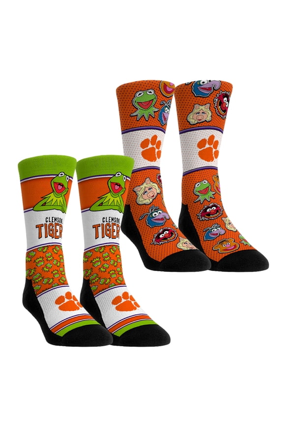 Unisex Rock Em Socks Clemson Tigers Muppets 2-Pack Crew Socks Set