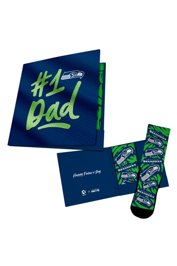 Unisex Rock Em Socks  College Navy Seattle Seahawks #1 Dad Gift Card Socks