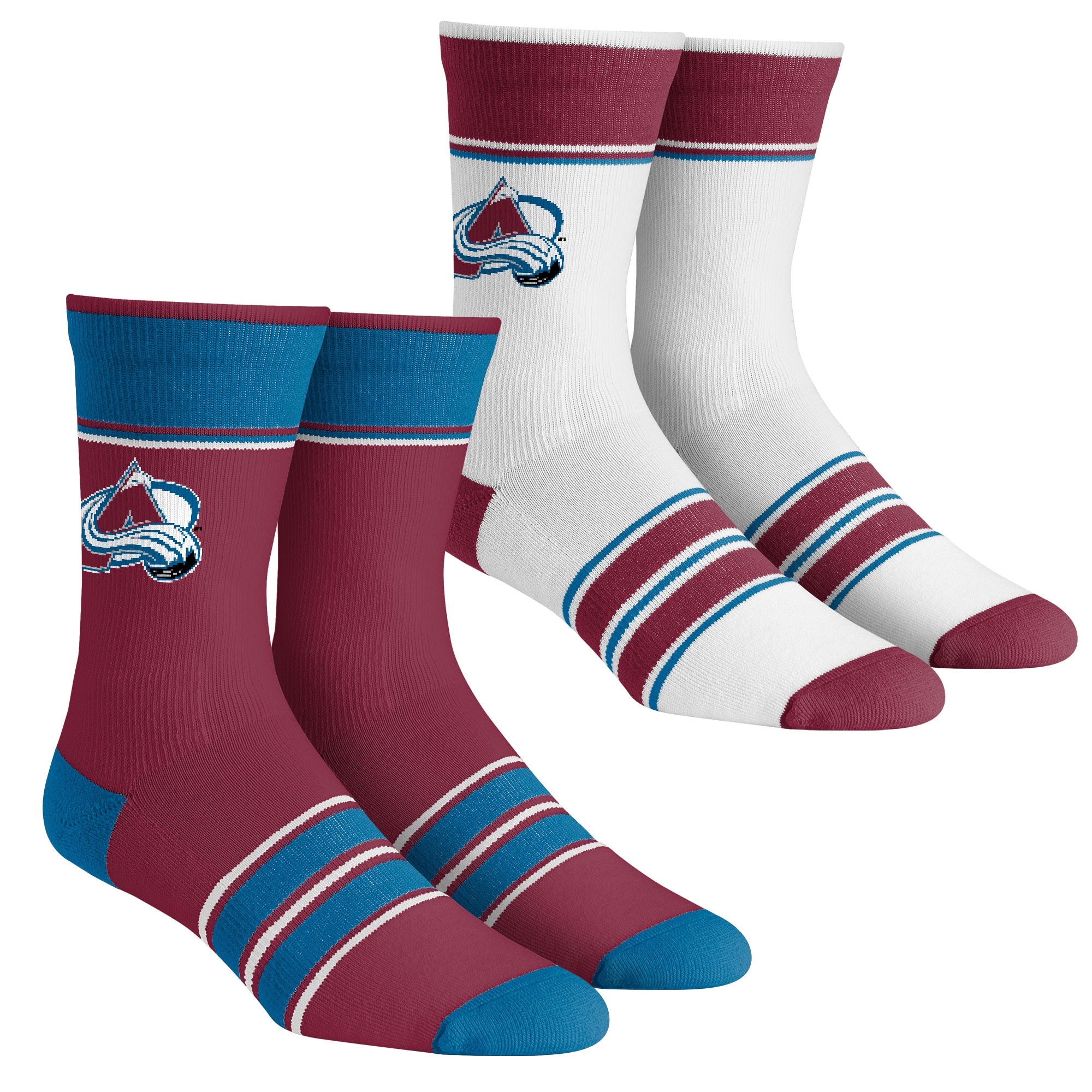 Unisex Rock Em Socks Colorado Avalanche MultiStripe 2Pack Team Crew