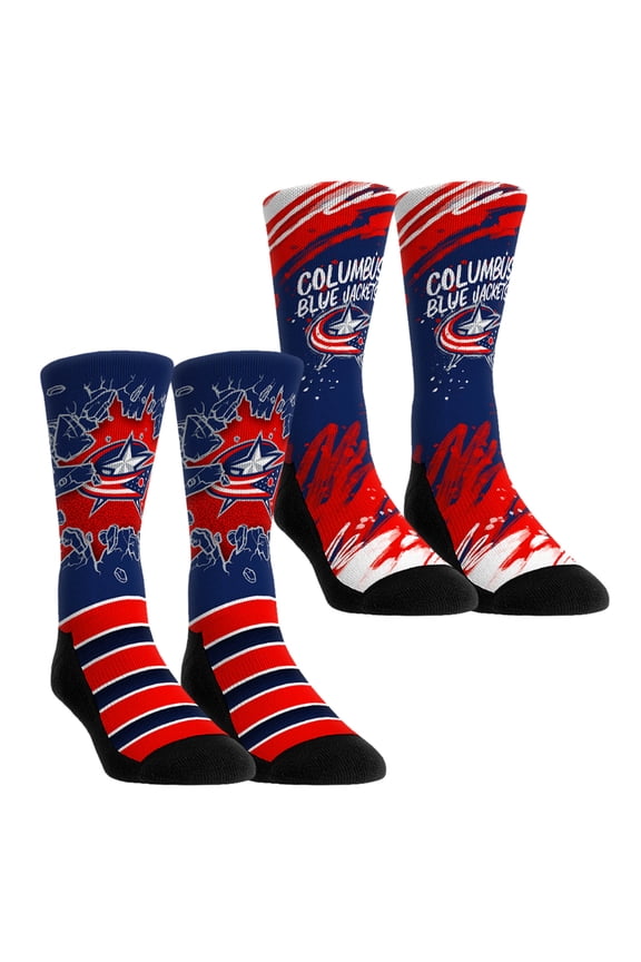 Unisex-Rock Em Socks  Columbus Blue Jackets Ice Breaker Two-Pack Crew Socks Set