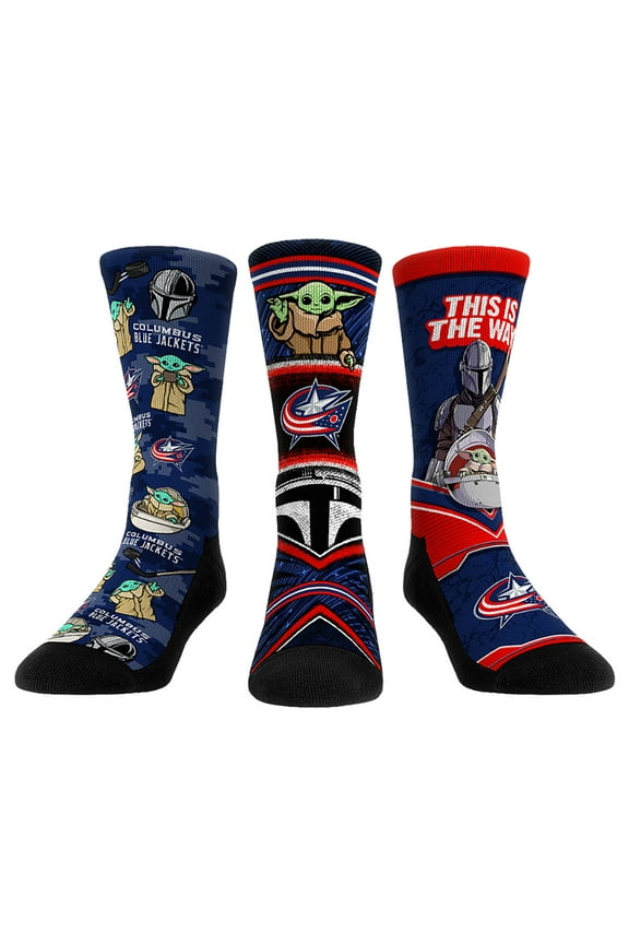Unisex Rock Em Socks Columbus Blue Jackets The Mandalorian 3-Pack Crew Socks
