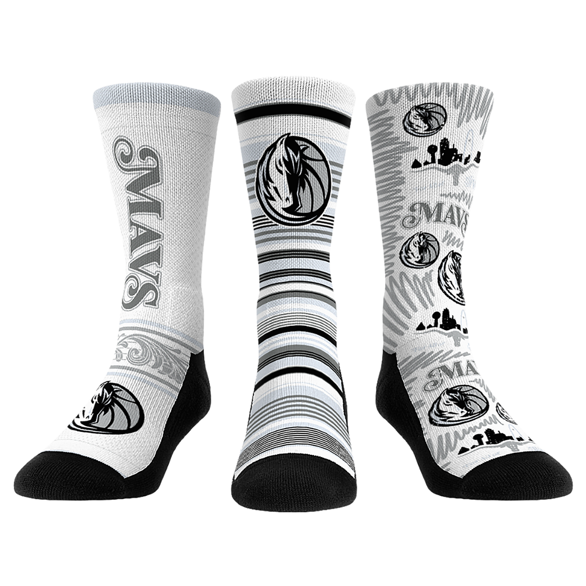 Unisex Rock Em Socks Dallas Mavericks 2024/25 City Edition Three-Pack Crew Socks Set
