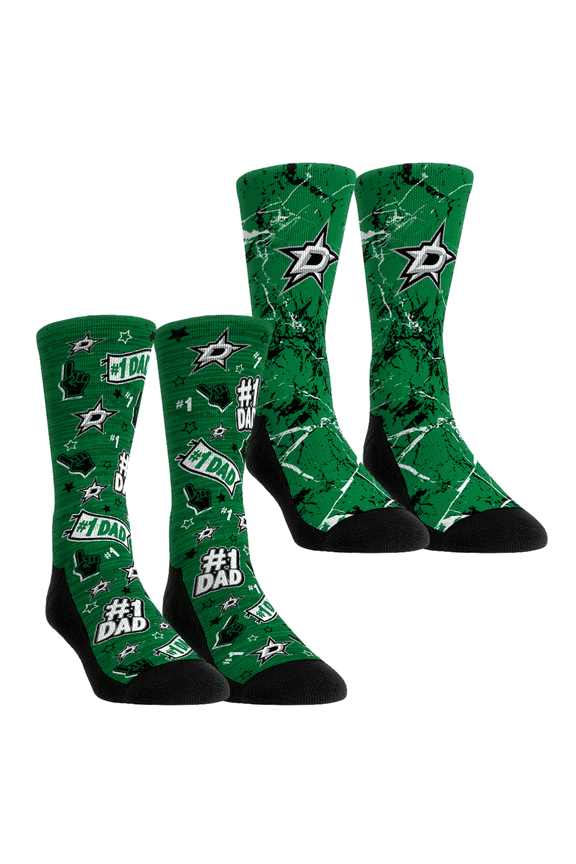 Unisex Rock Em Socks Dallas Stars Number 1 Dad 2-Pack Crew Socks