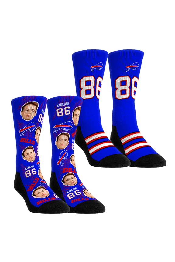 Unisex Rock Em Socks Dalton Kincaid Buffalo Bills Player Football Guy Two-Pack Crew Sock Set