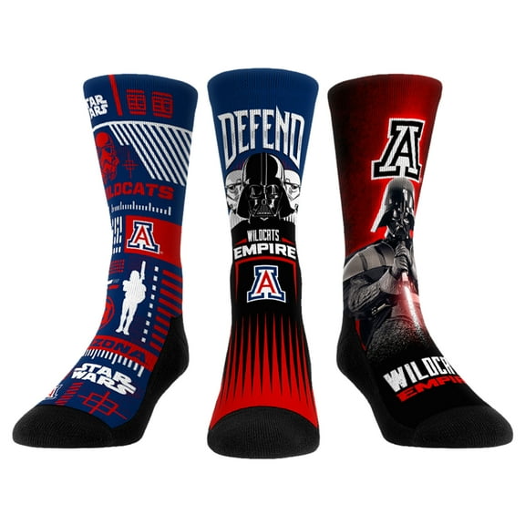 Unisex Rock Em Socks Darth Vader & Stormtrooper Arizona Wildcats Star Wars Three-Pack Crew Socks Set